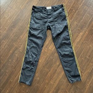 Nili Lotan Jenna Black Pants with Yellow/Black Ribbon Stripe, Size 2